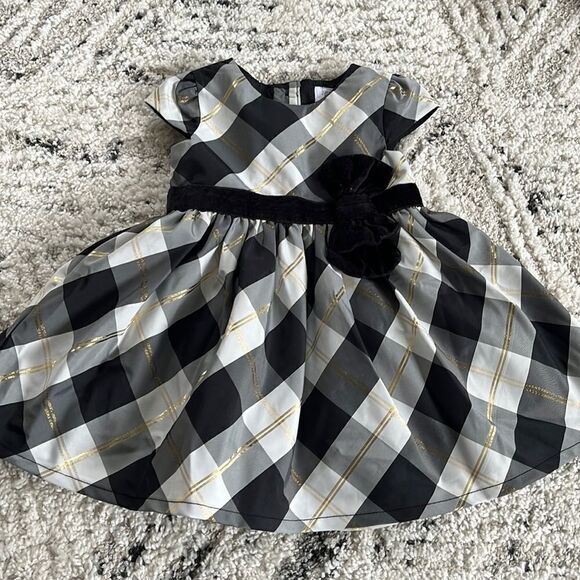 Like New Black White Grey Gold Checker Party Dress - Picture 1 of 6